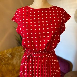 Red and white polka dot dress